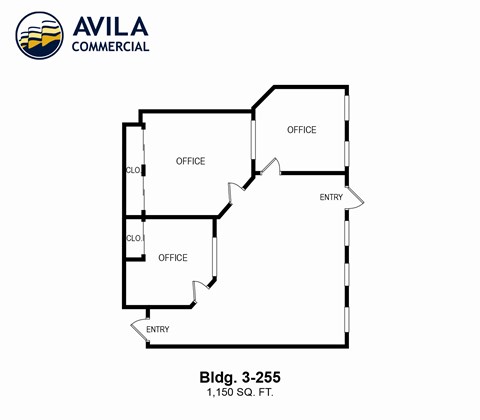 Floor plan for studio, 1150 sqft